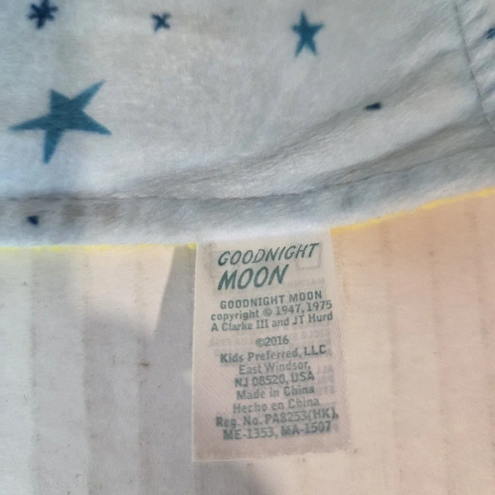 Goodnight Moon Plush Blue Yellow Bunny Security Blanket Lovey Baby Lovie Blankie